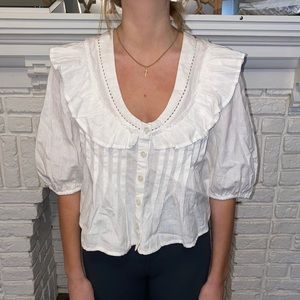 Free People white cotton blouse💗